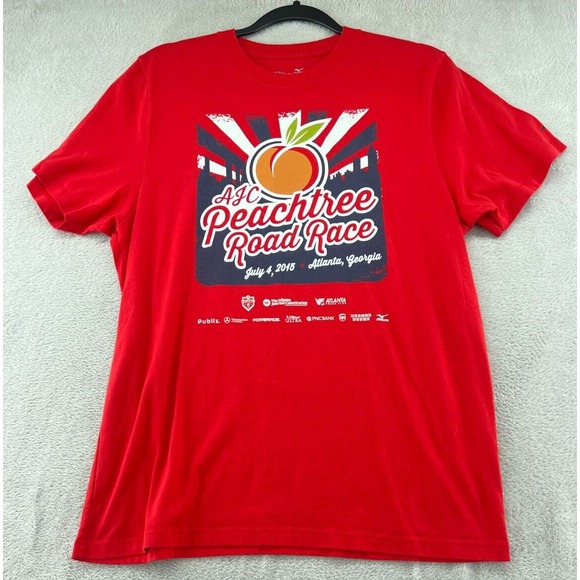 Mizuno Shirt Mens Sz S PEACHTREE ROAD RACE TEE 2015 ATLANTA AJC JULY 4TH FOURTH - Picture 1 of 6